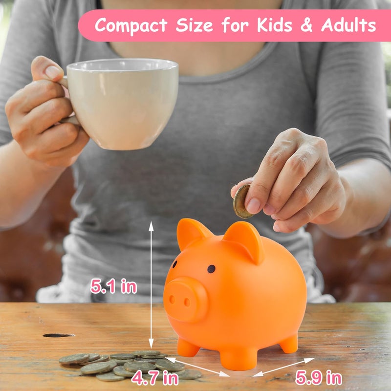 PJDRLLC بنك PJDRLLC Piggy Bank غير قابل للكسر، بنك نقود من البلاستيك للفتيات والفتيان متوسط ​​الحجم، هدايا عملية لعيد الميلاد وعيد الفصح (برتقالي) - Image 4